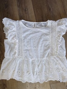 Off White Eyelet Ruffle Camisole Top
